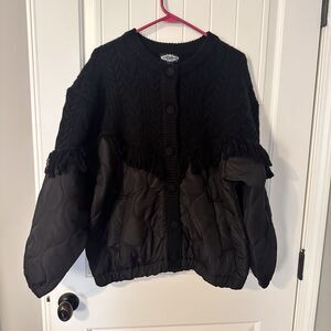 NWT Oliver O Knit Sweater Top Quilted Puffer Jacket Bottom Coat Black Size XL